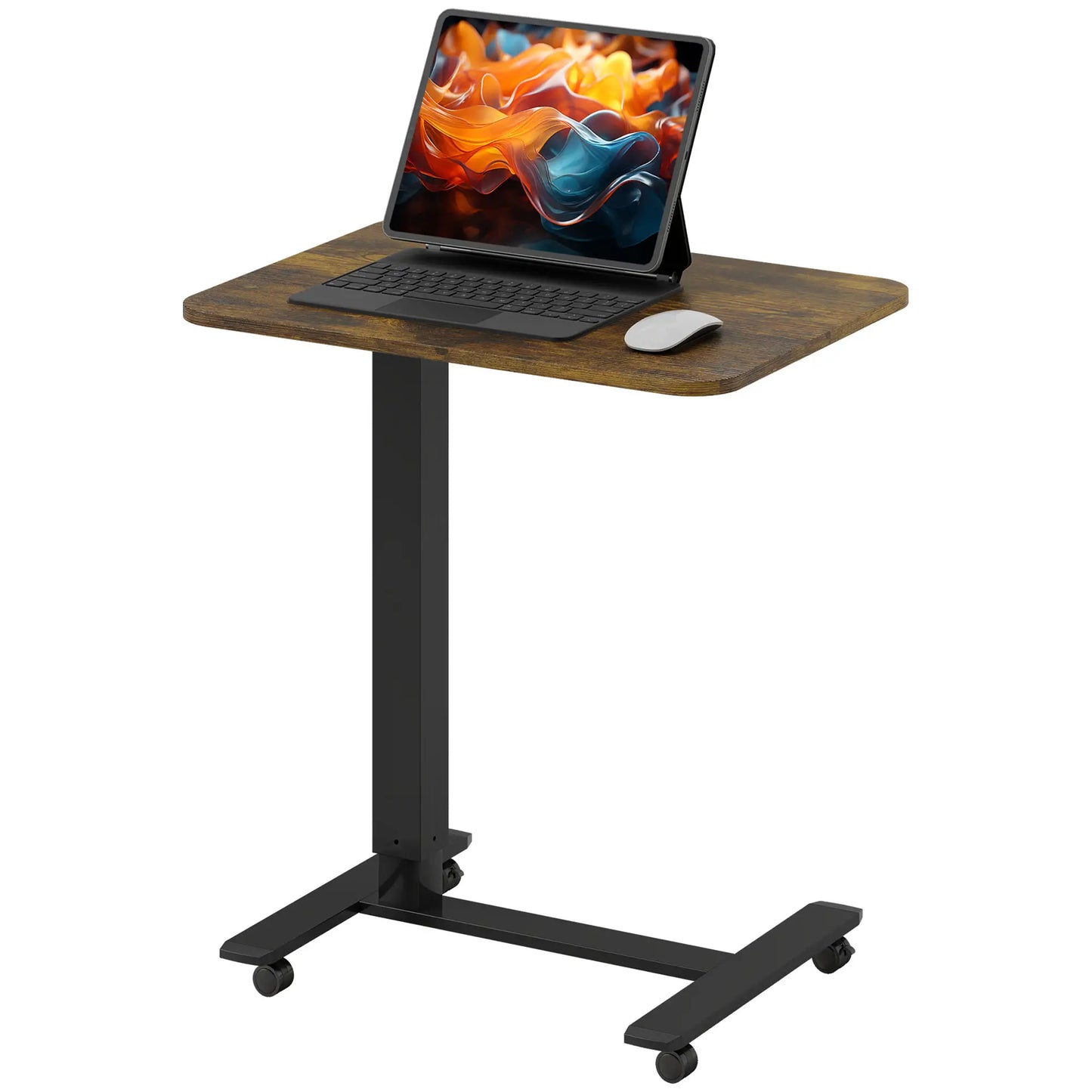 Pneumatic Standing Desk, Adjustable Height, 43 Inch, Rustic Brown Office Desks & Work Stations Rustic Brown at Gallery Canada