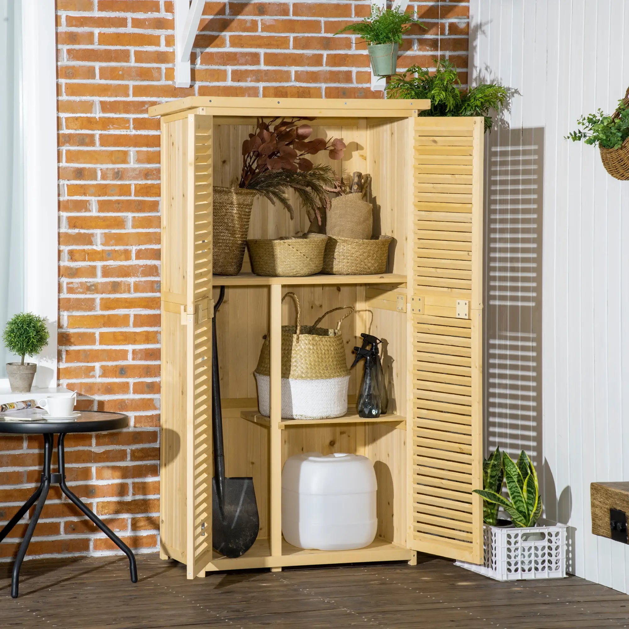 3' x 5' Wooden Garden Storage Shed, Asphalt Roof, 2 Large Doors, Natural Sheds at Gallery Canada