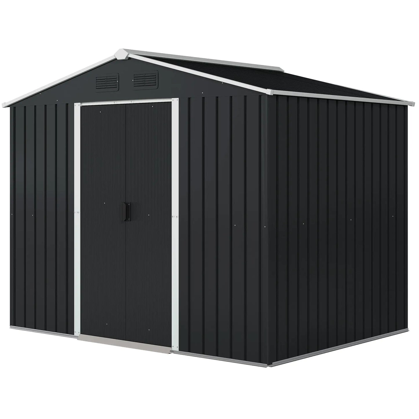 8' x 6' Outdoor Storage Shed, Metal Garden Tool House, Lockable Doors, Charcoal Grey Sheds Charcaol Grey at Gallery Canada