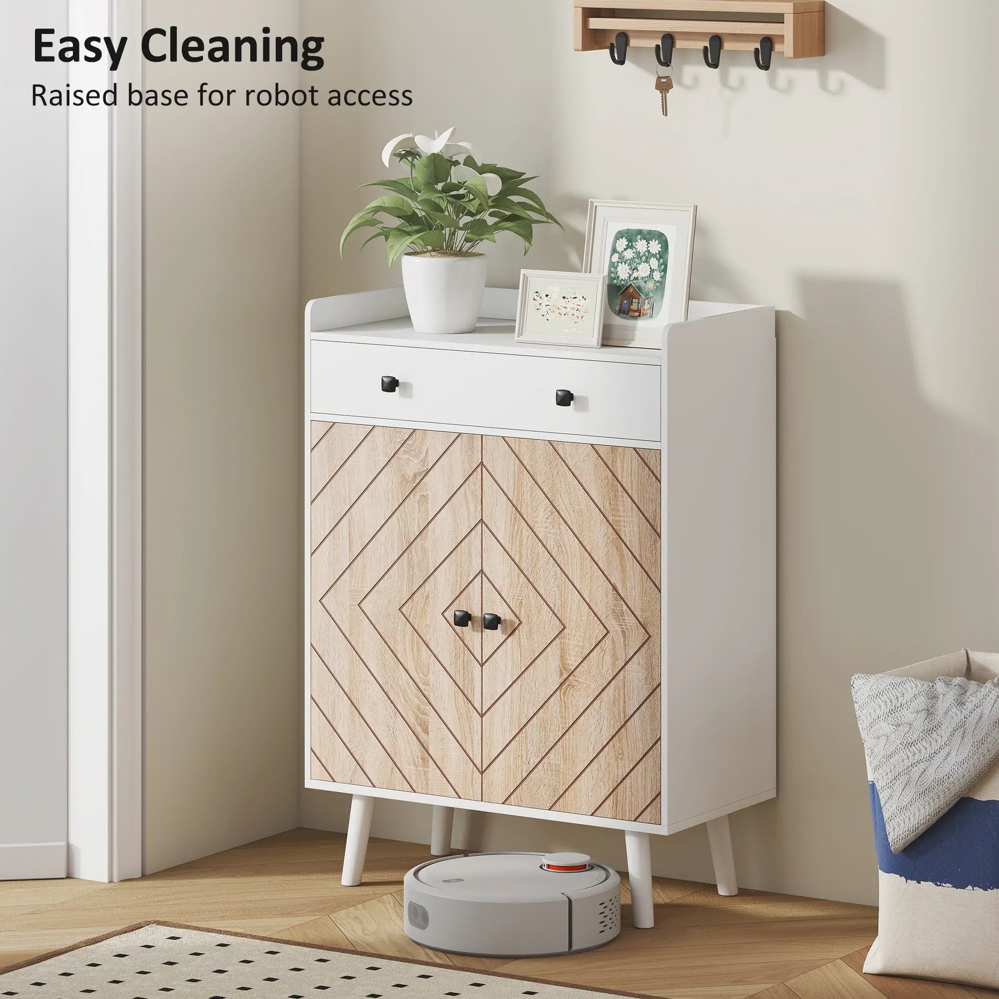 Modern Shoe Storage Cabinet, Adjustable Shelves, Drawer for 12 Pairs, White Shoe Storage Cabinets & Racks at Gallery Canada