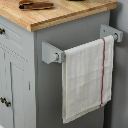 Kitchen Island with Storage, Rolling Cart, Rubber Wood Top, Grey Kitchen Islands & Kitchen Carts at Gallery Canada