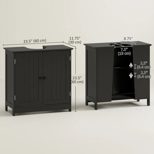 Under Sink Bathroom Cabinet, 2 Doors with Shelf, Black Bathroom Cabinets at Gallery Canada