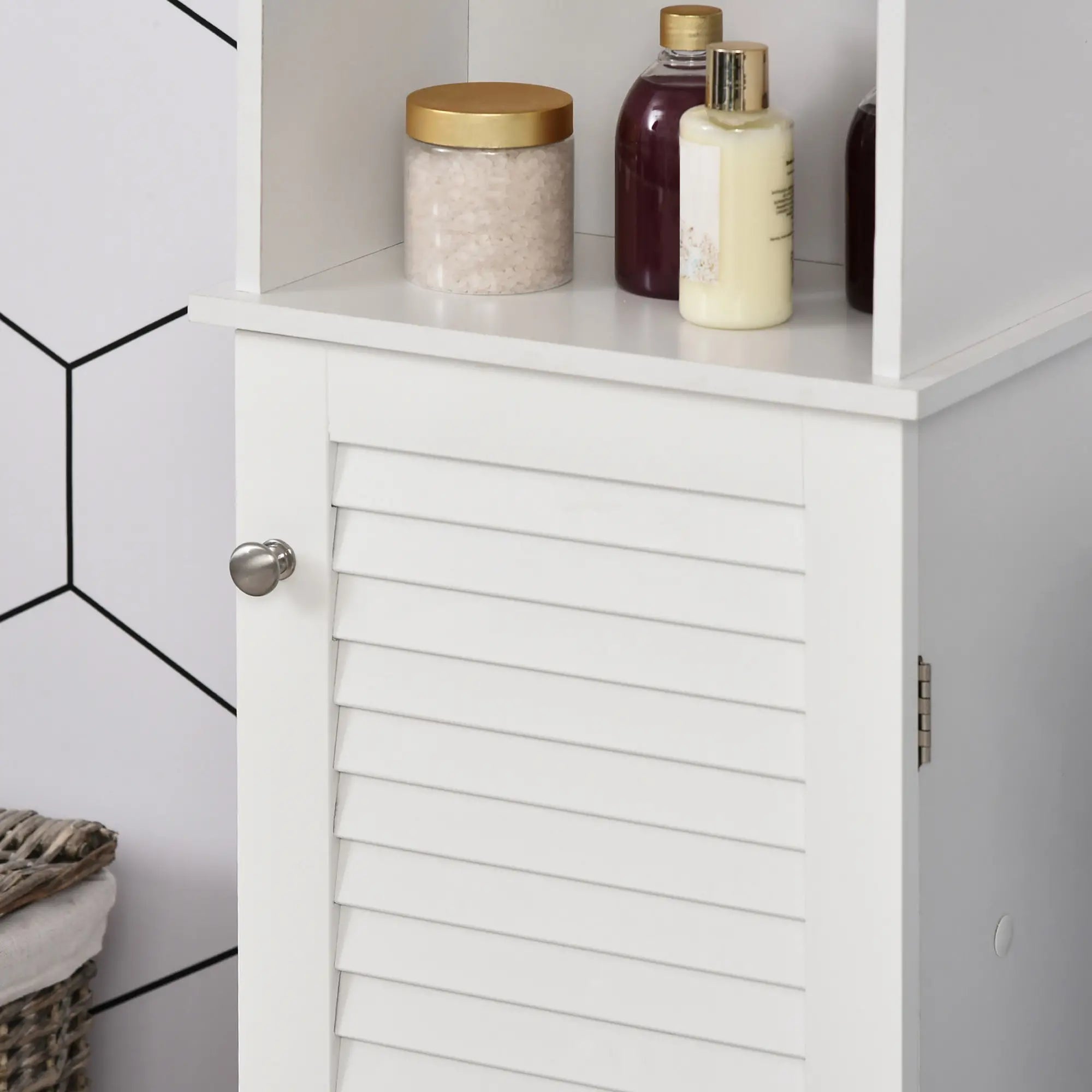 Tall Bathroom Storage Cabinet, 3-Tier Adjustable Shelf, White Bathroom Cabinets at Gallery Canada