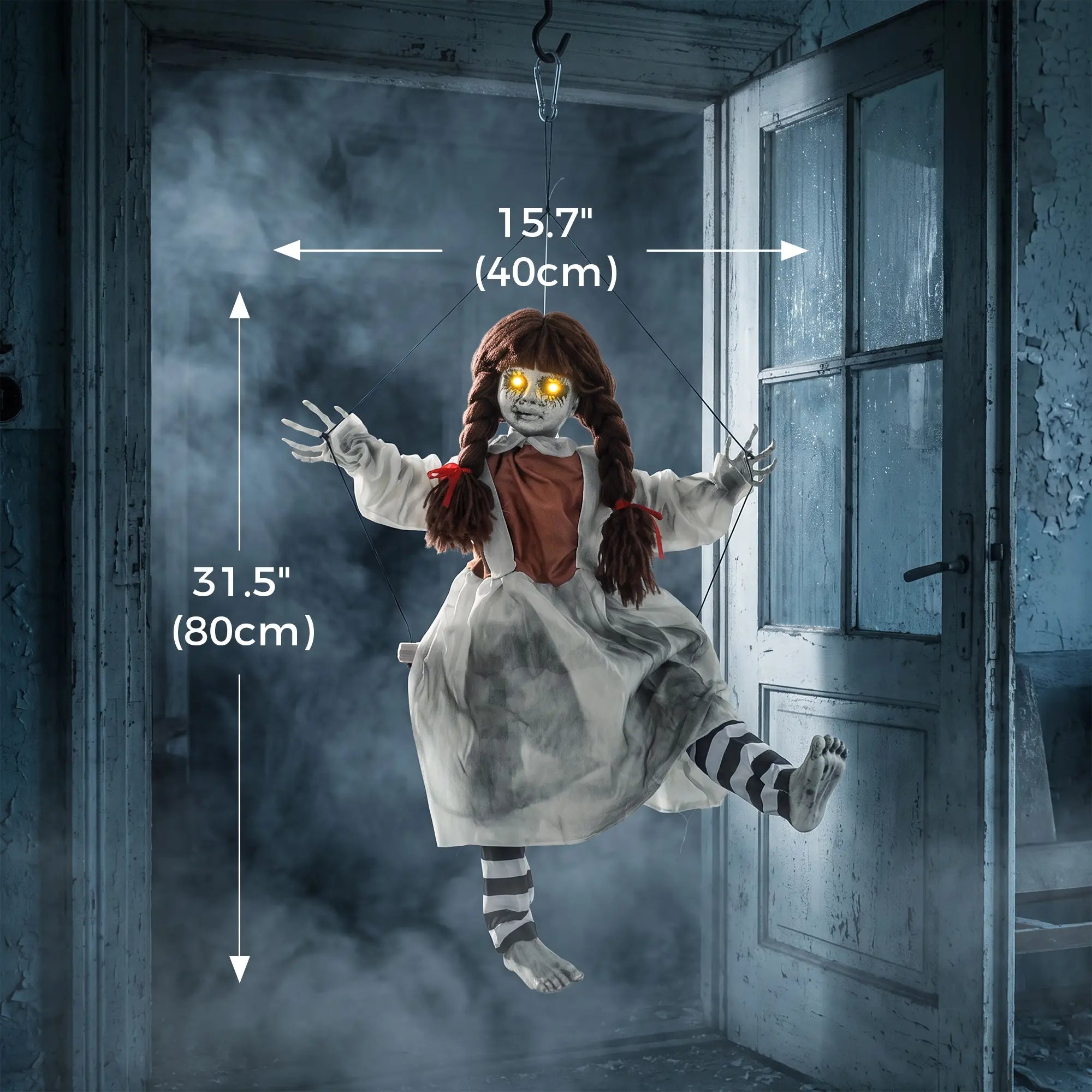 Halloween Animated Creepy Girl Swing, Light-Up Eyes, Sound Halloween Decorations at Gallery Canada