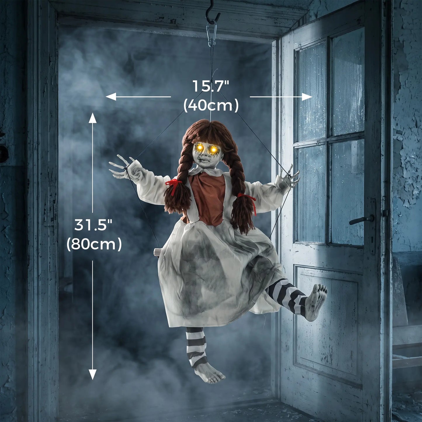 Halloween Animated Creepy Girl Swing, Light-Up Eyes, Sound Halloween Decorations at Gallery Canada