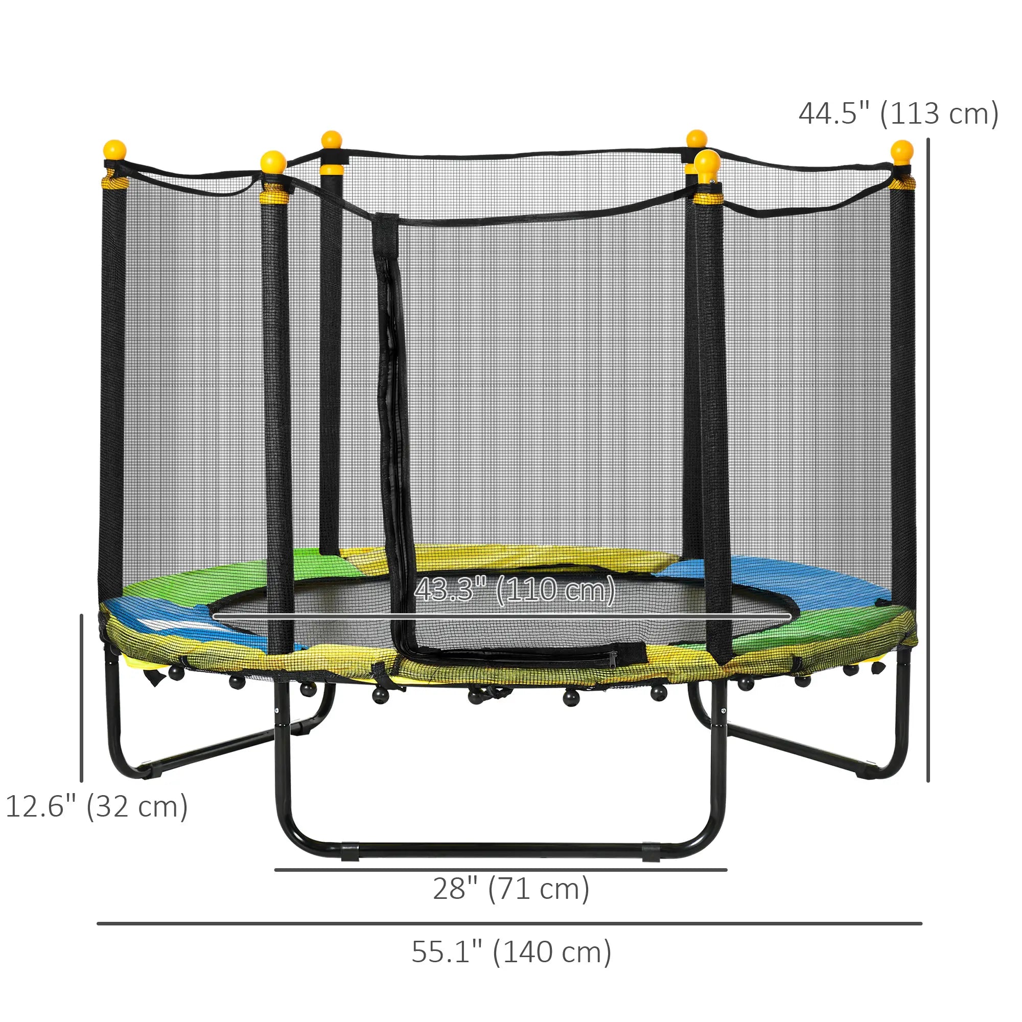 4.6FT Kids Trampoline with Enclosure Net, Indoor Outdoor, Black Trampolines at Gallery Canada