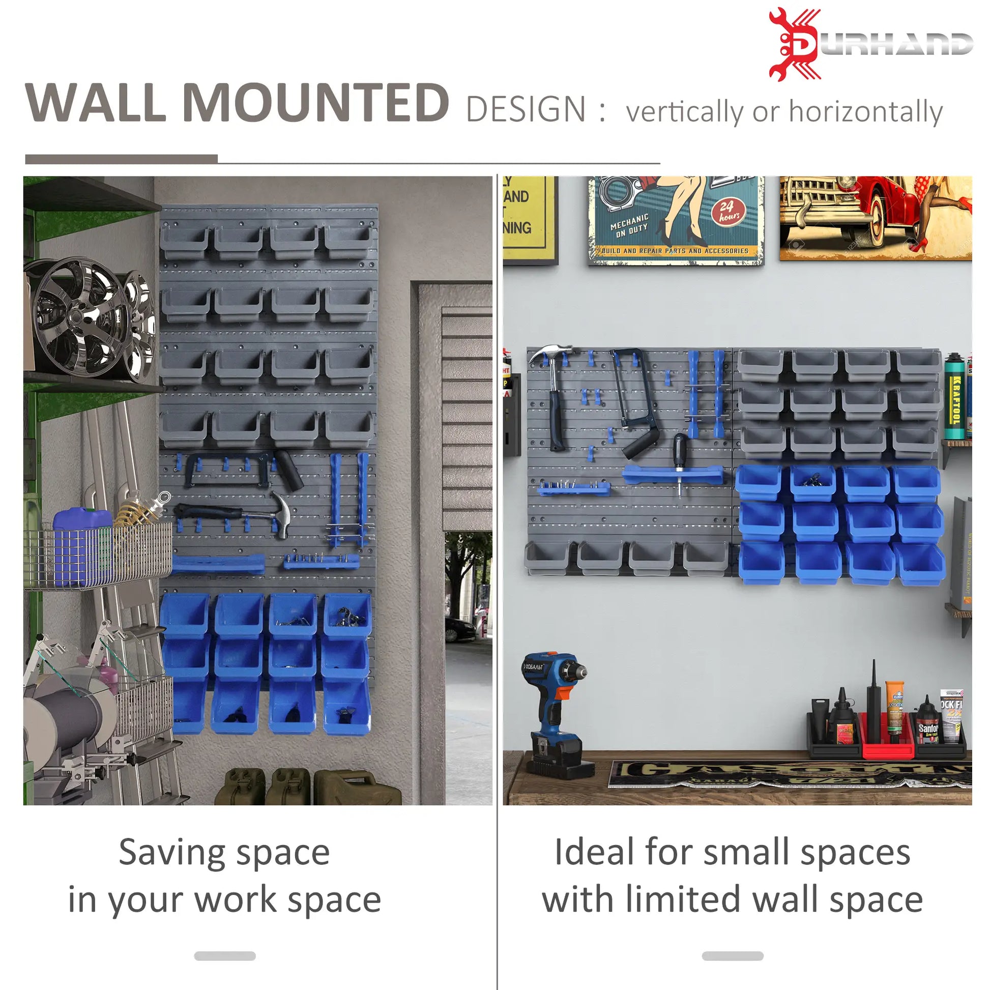 44PC Wall Mounted Storage Bins, Hardware Organizer, Blue Tool Organizers at Gallery Canada