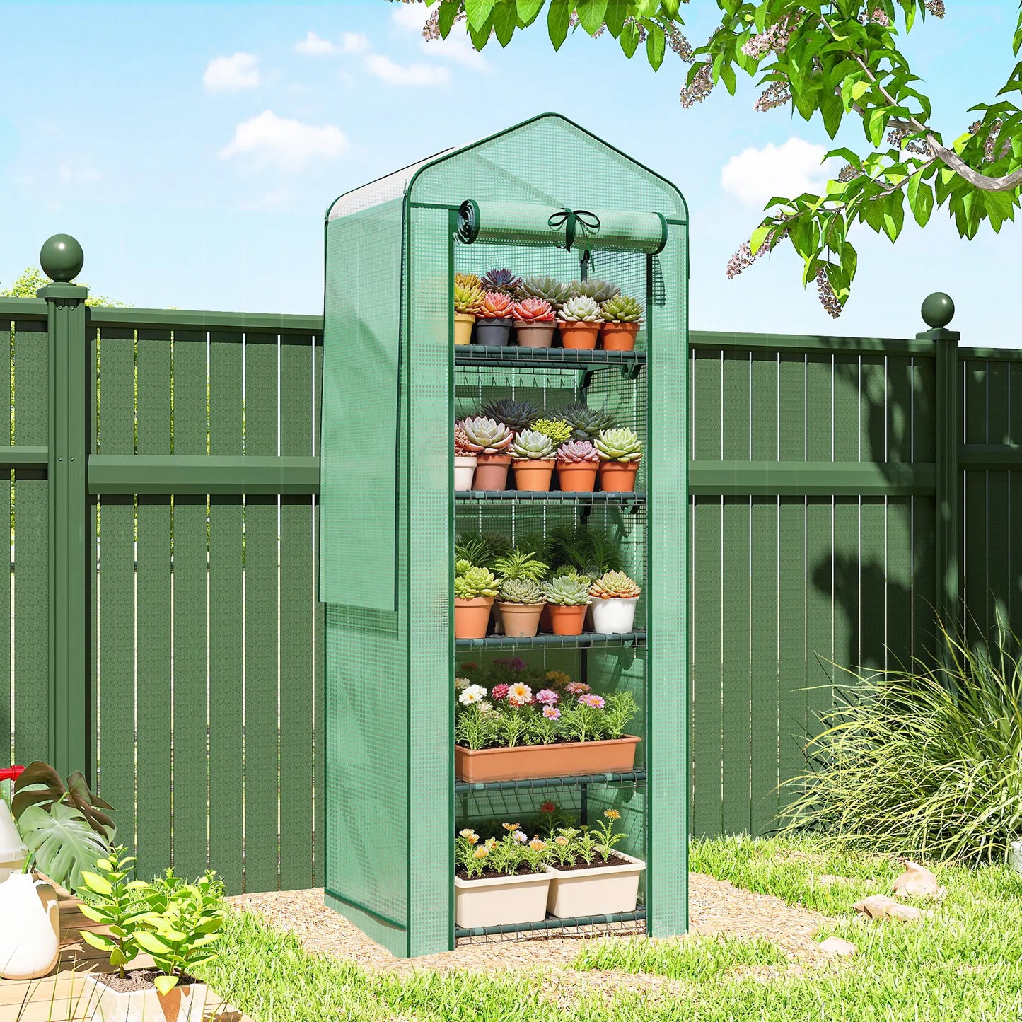 Mini Greenhouse With Screen Roof, 27.6" x 19.7" x 75.6", Green Portable Greenhouses at Gallery Canada