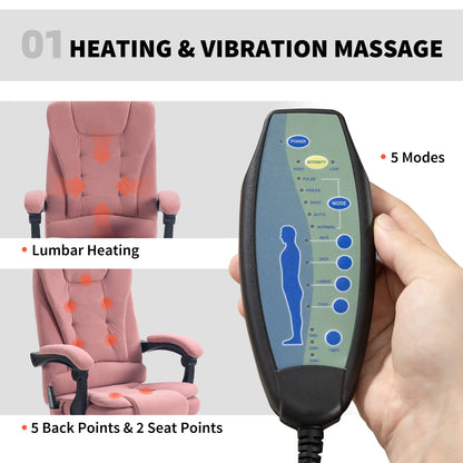 7-Point Vibrating Massage Chair, Reclining with Footrest, Pink Massage Chairs at Gallery Canada