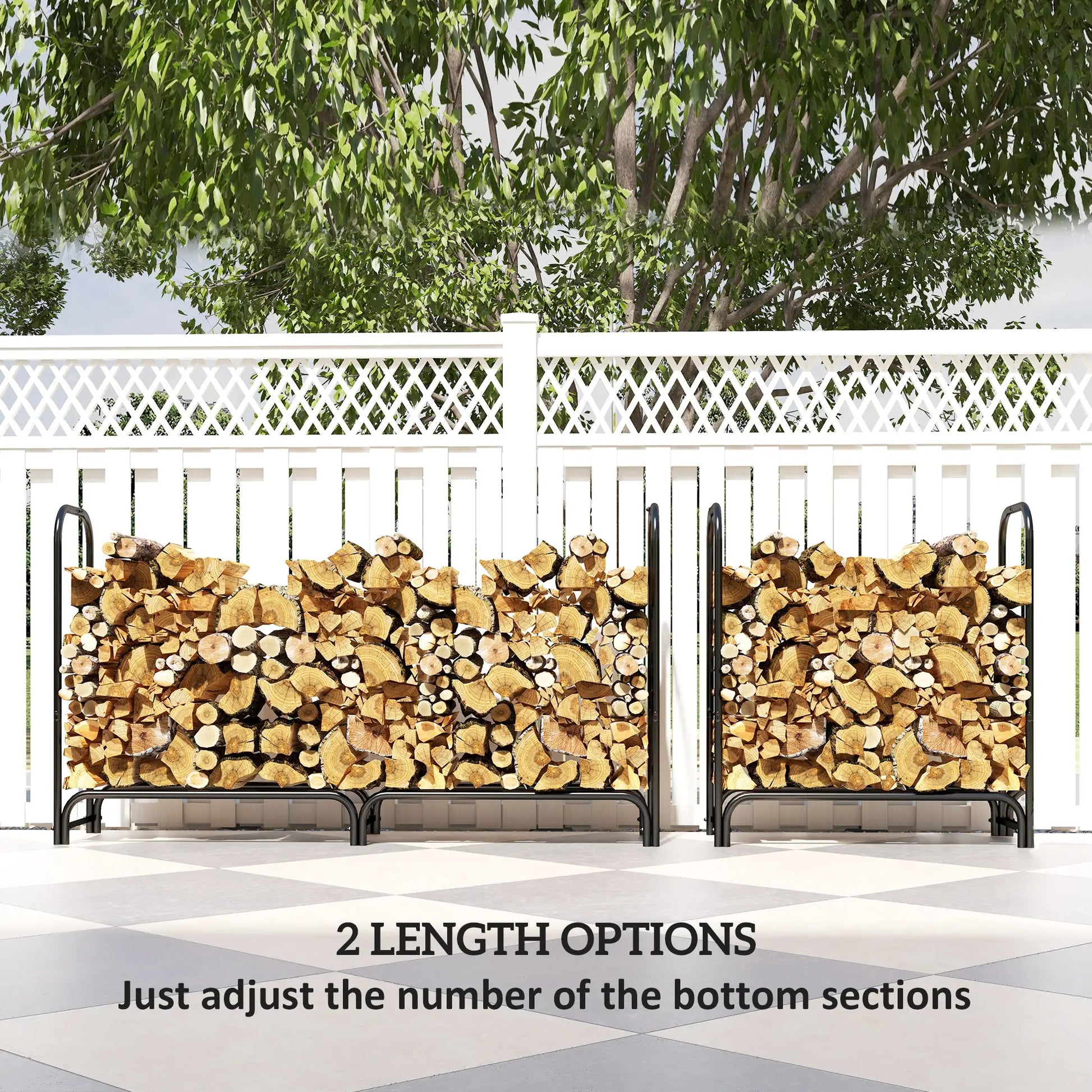 6ft Outdoor Firewood Rack with Cover, Adjustable Log Holder, Black Firewood Racks at Gallery Canada