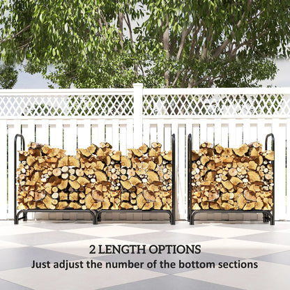 6ft Outdoor Firewood Rack with Cover, Adjustable Log Holder, Black Firewood Racks at Gallery Canada