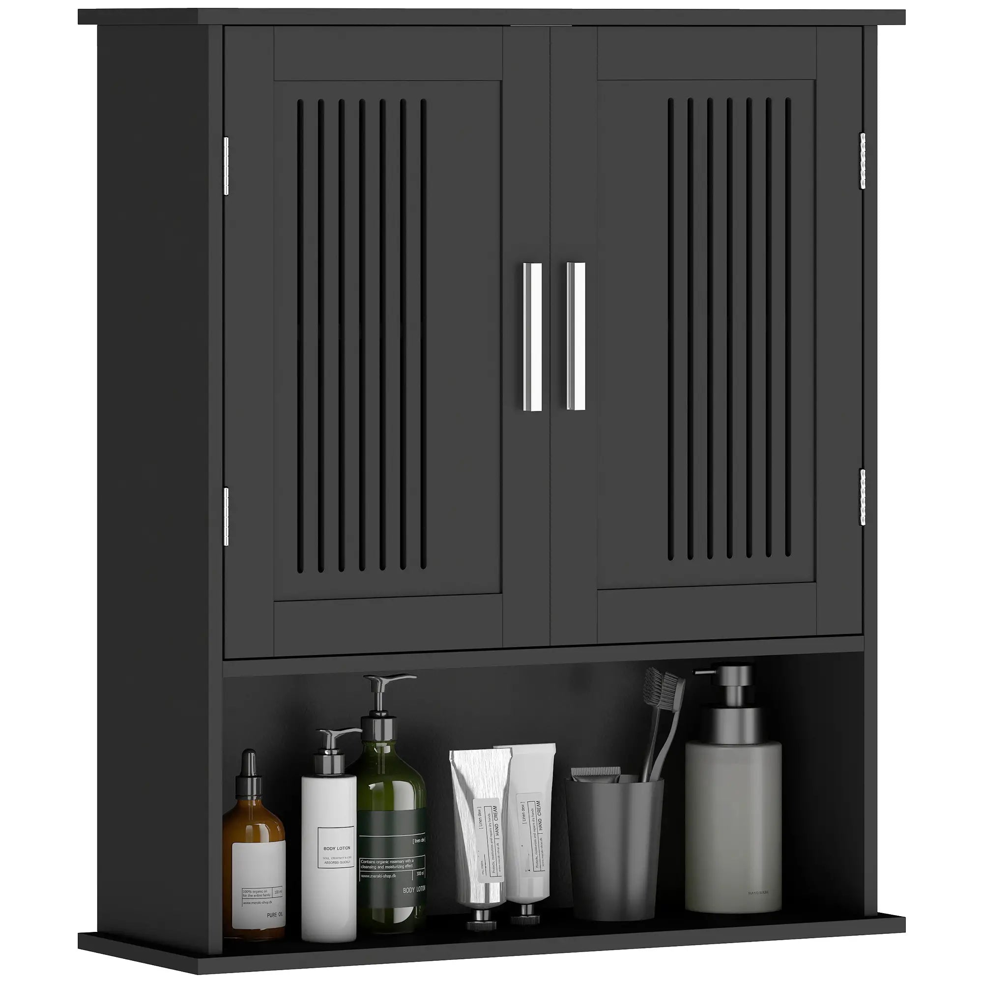 Wall Mount Bathroom Cabinet, 2 Door With Shelf, Black Mirror Medicine Cabinets at Gallery Canada