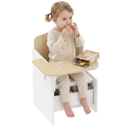 Kids Table And Chair Set With Storage Bin, Ages 3-5, White Kids Table Sets White, Natural wood at Gallery Canada