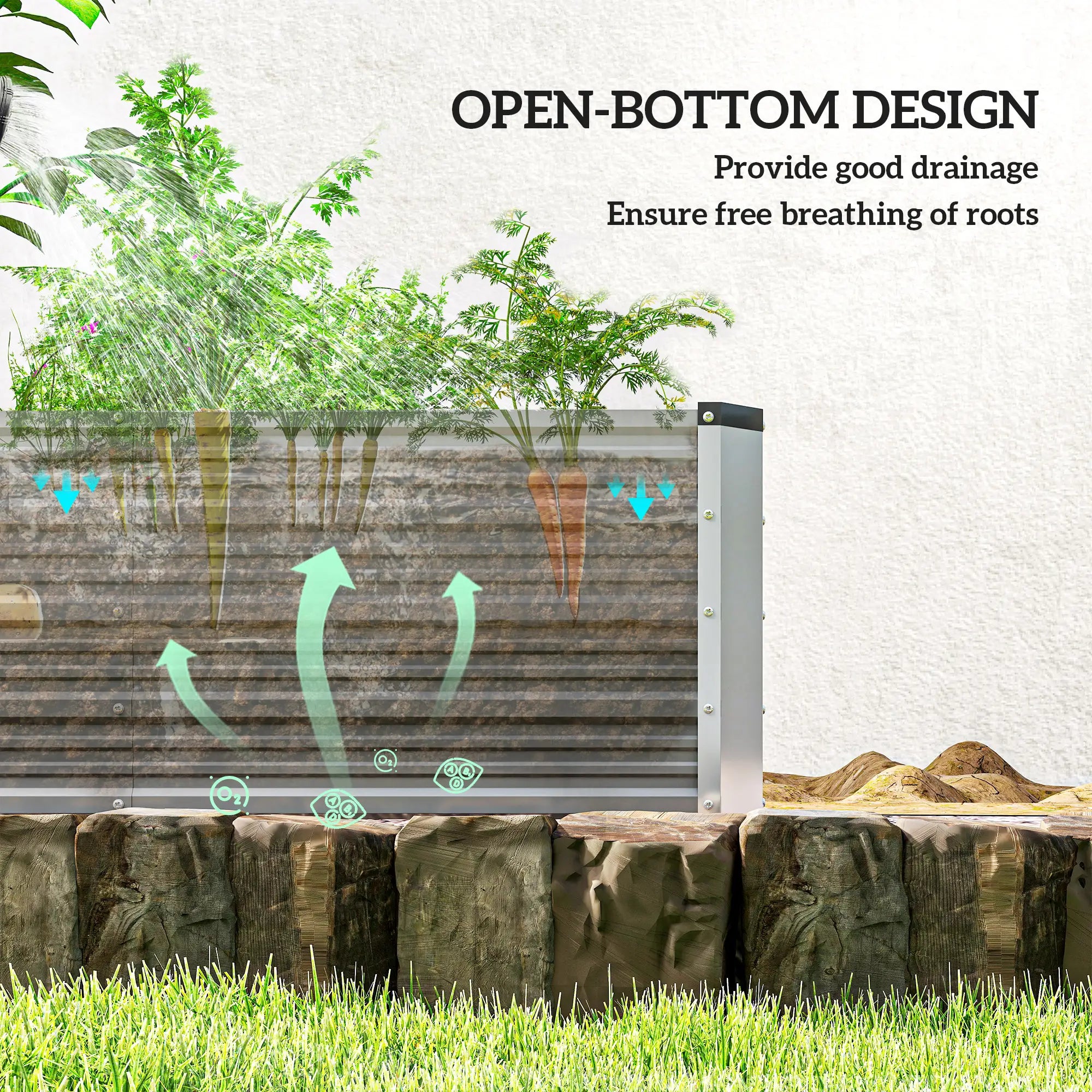 6' x 1.5' x 1.3' Galvanized Raised Garden Bed, Elevated Metal Planter Box, Light Grey Galvanized Planter Boxes at Gallery Canada