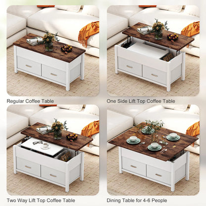 Lift Top Coffee Table, 3 Hidden Compartments, 2 Fabric Drawers Coffee Tables at Gallery Canada