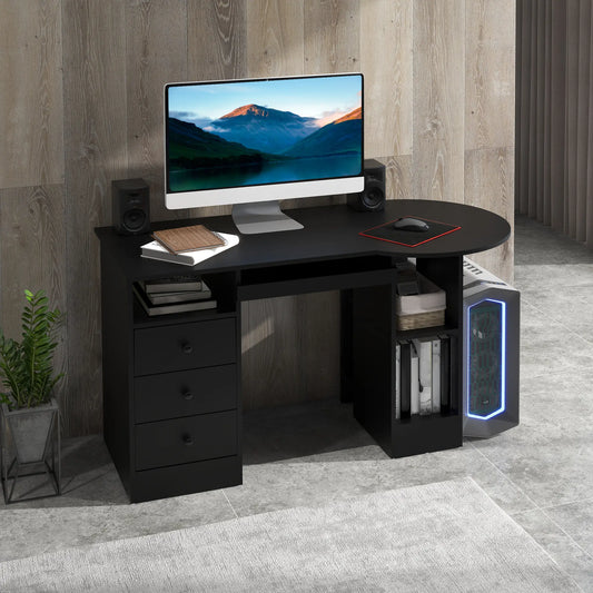 Computer Desk with Storage, Shelves, Drawers, Black Computer Desks Black at Gallery Canada