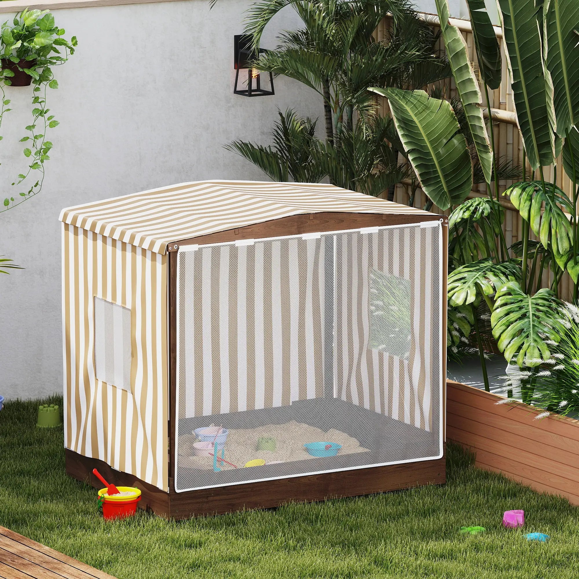 Kids Sandbox with Canopy, Bench Seats, 56