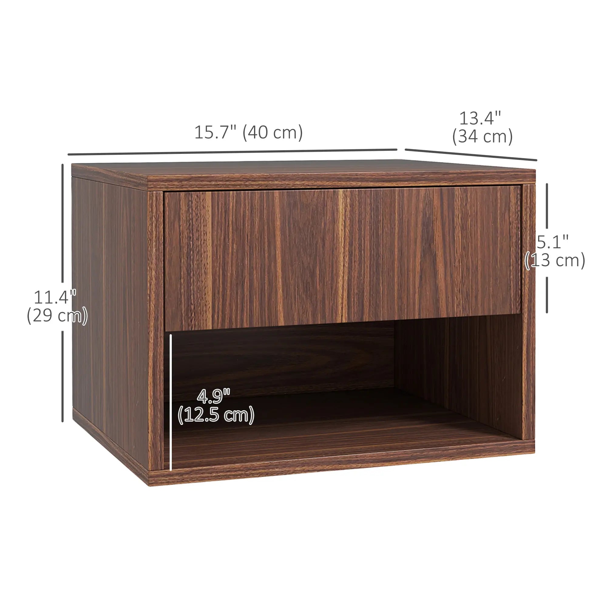 Floating Nightstand Set of 2, Wall Mounted, Brown Bedside Tables at Gallery Canada