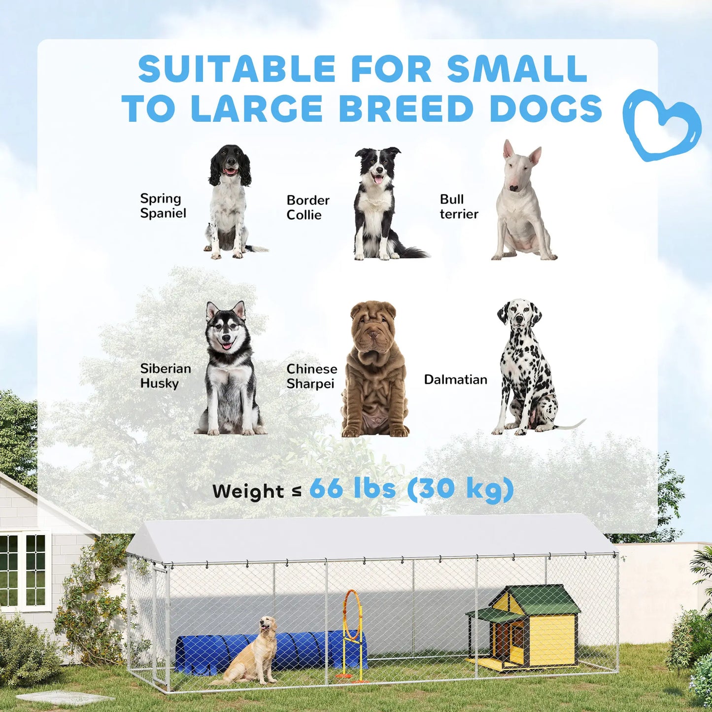 20' X 7.5' X 6.5' Dog Kennel Outdoor, Waterproof Cover, Silver Dog Kennels at Gallery Canada