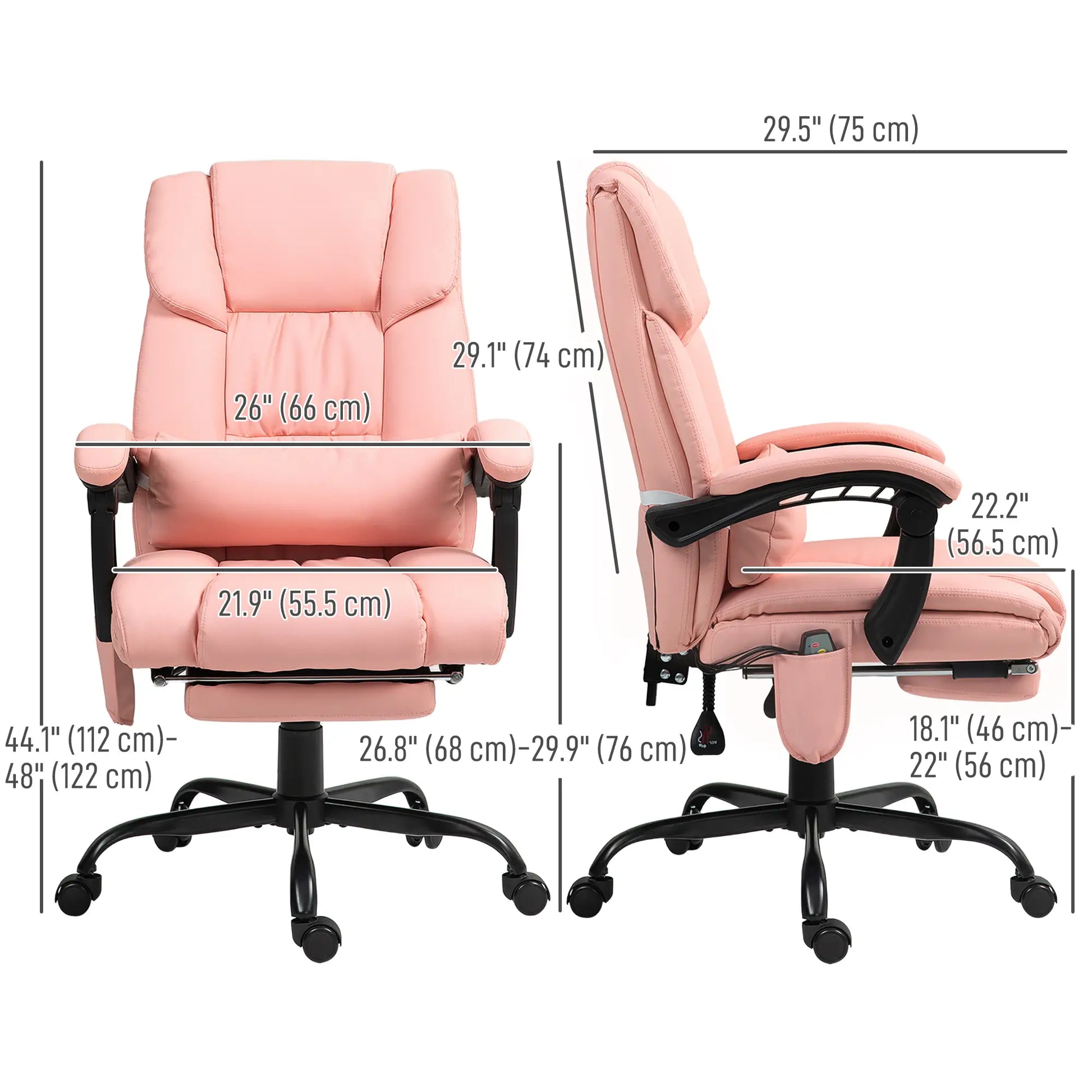 6-Point Vibration Massage Chair, Adjustable Height, Retractable Footrest, Pink Massage Chairs at Gallery Canada