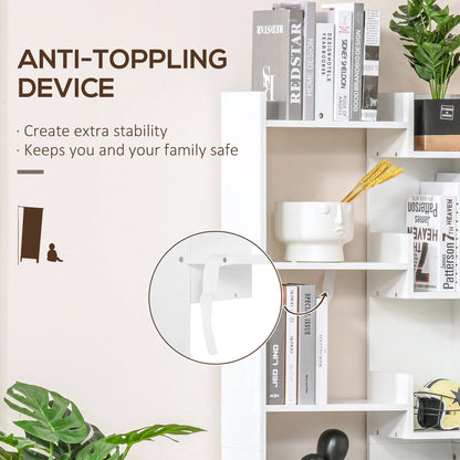 6-Tier Tall Bookcase, Modern Storage Bookshelf, White Display Bookshelves at Gallery Canada