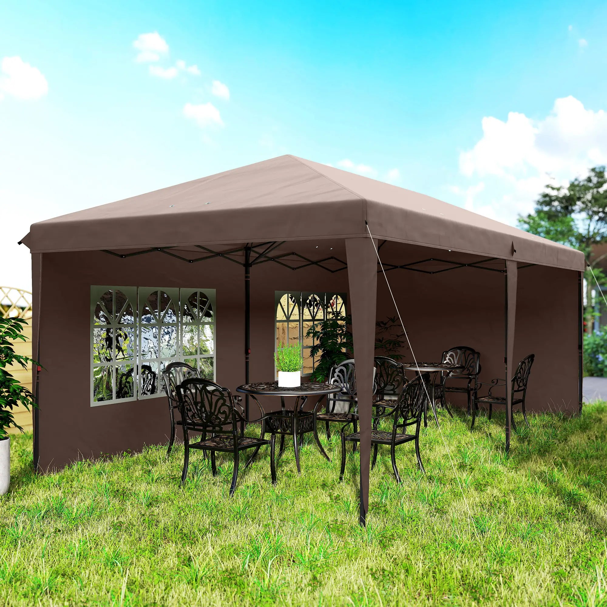 10' x 20' Pop Up Canopy Tent, Instant Shelter With Carrying Bag, Coffee Pop Up Canopies at Gallery Canada