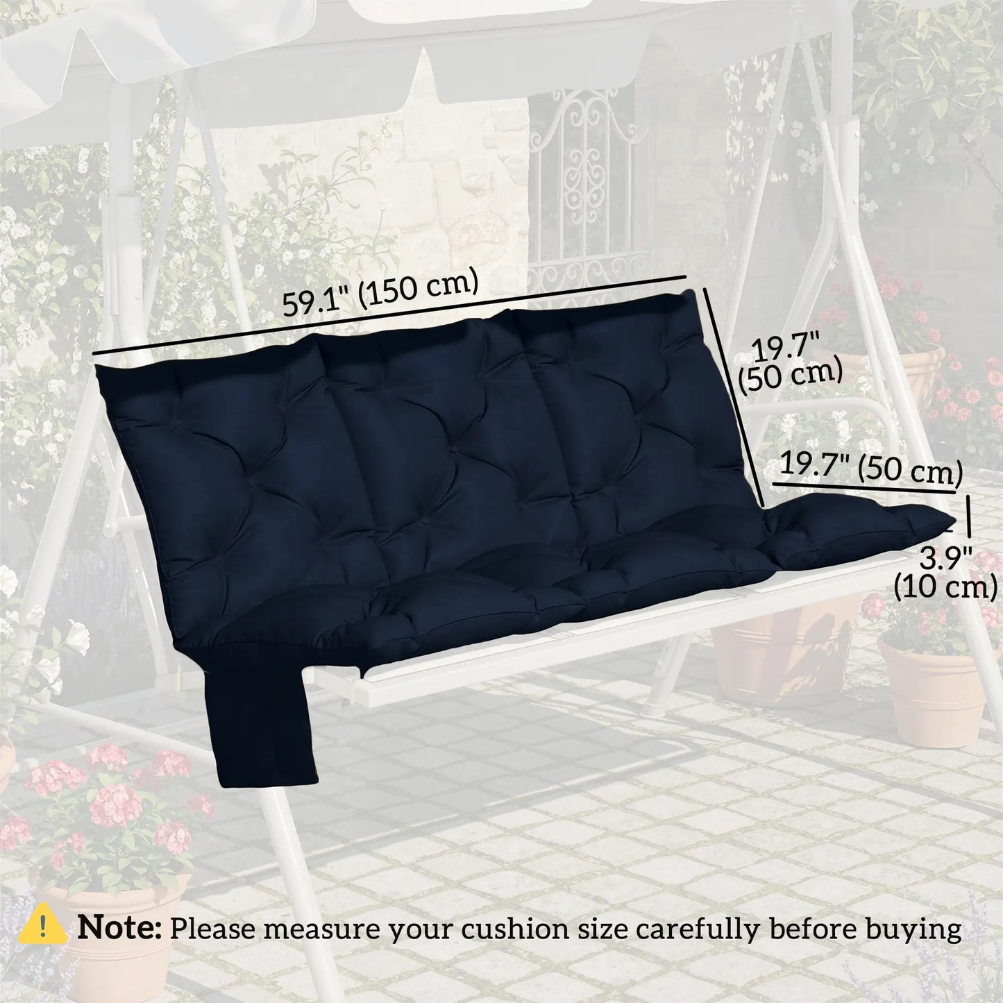 Water-Repellent Bench Cushion, 59.1" x 39.4", Navy Blue Patio Chair Cushions at Gallery Canada