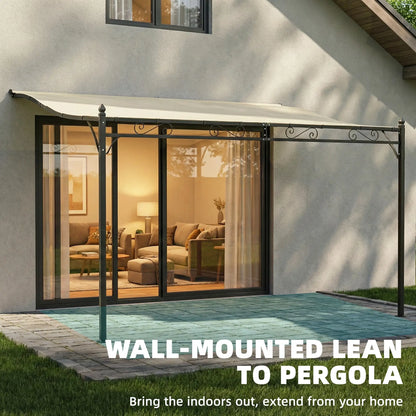 11.5' x 8.2' Outdoor Pergola, Wall Mounted Metal Frame, UPF30+ Garden Gazebo Pergolas at Gallery Canada