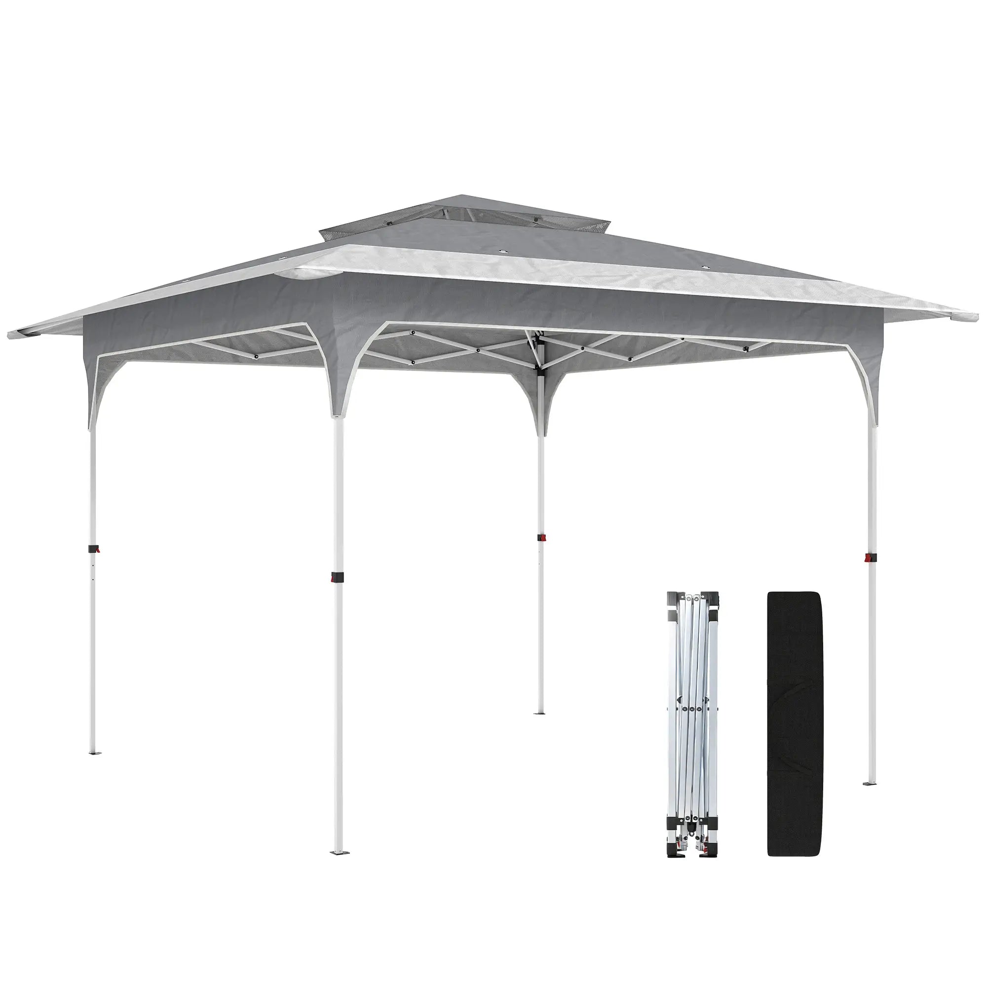 11.5 x 11.5 ft Pop Up Canopy Tent, 1-Button Setup, UPF 50+, Carry Bag, Dark Grey Pop Up Canopies at Gallery Canada