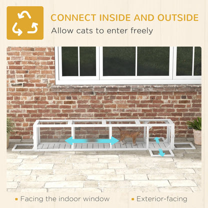79" Long Cat Tunnel, L-Shape Extendable Design, Indoor Outdoor Enclosure, White Outdoor Cat Enclosures at Gallery Canada