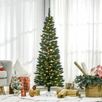 Sapin de Noël artificiel pré-éclairé en forme de crayon de 7', Vert