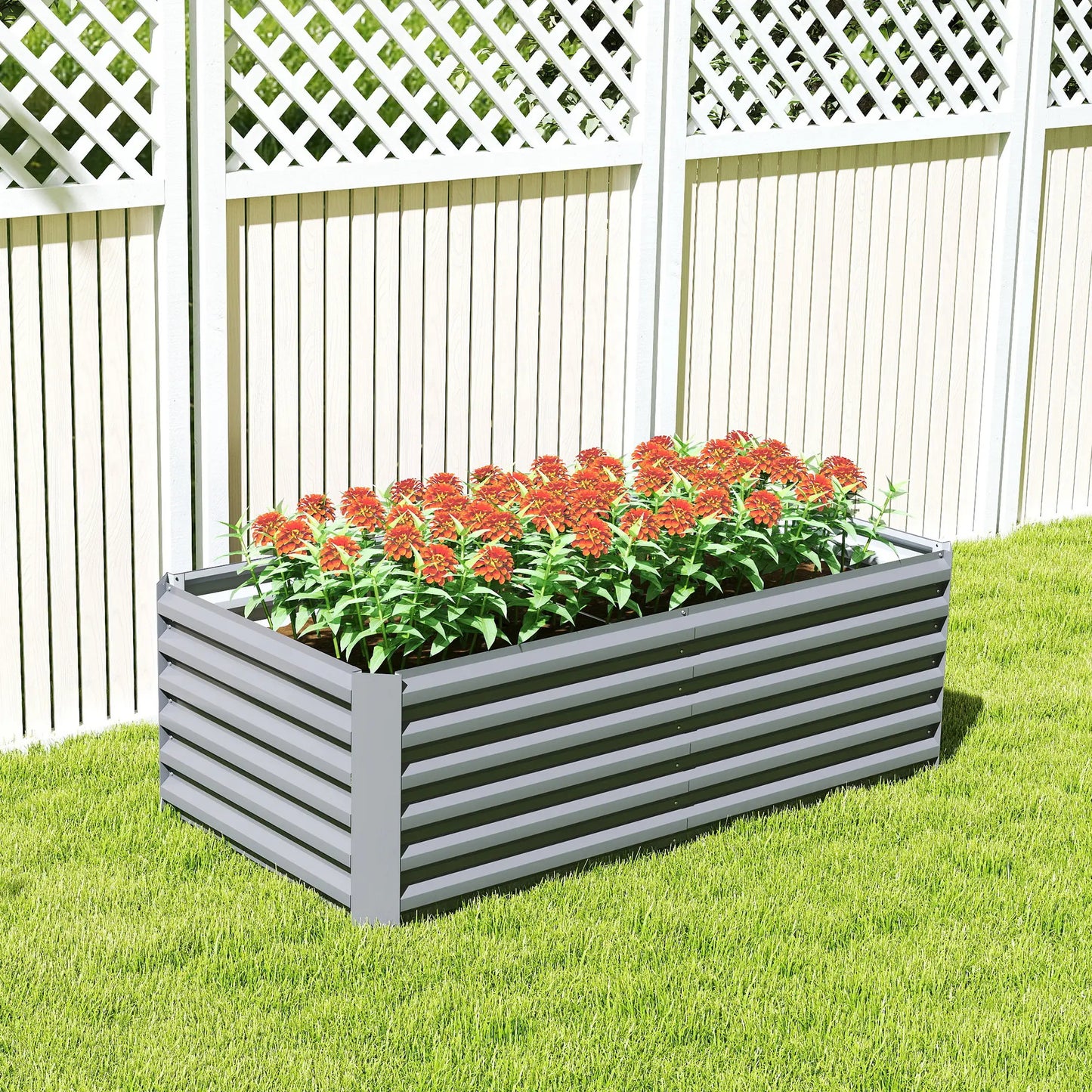 6' x 3' x 2' Raised Garden Bed, Galvanized Planter Box, Light Grey Galvanized Planter Boxes at Gallery Canada