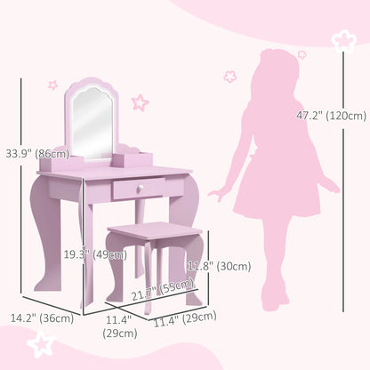 Makeup Vanity With Mirror, Stool, Cloud Design, 3-6 Years, Pink Toy Vanity at Gallery Canada