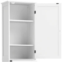 71" Tall Bathroom Storage Cabinet, Narrow with Laundry Basket, White