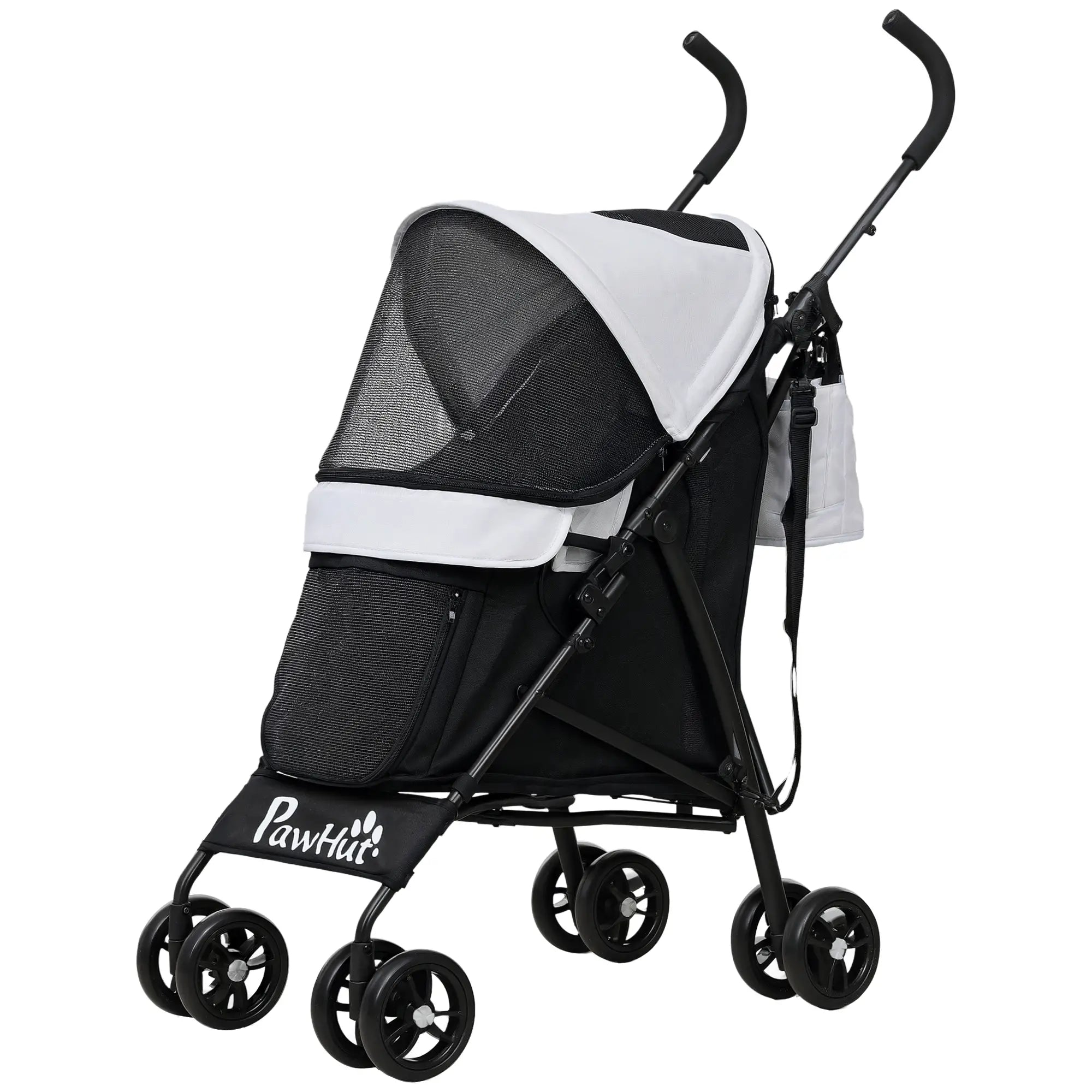 Foldable Dog Stroller, Lightweight, Storage Bag, Cup Holder, Light Grey Dog Bike Trailers & Strollers Light grey and black at Gallery Canada