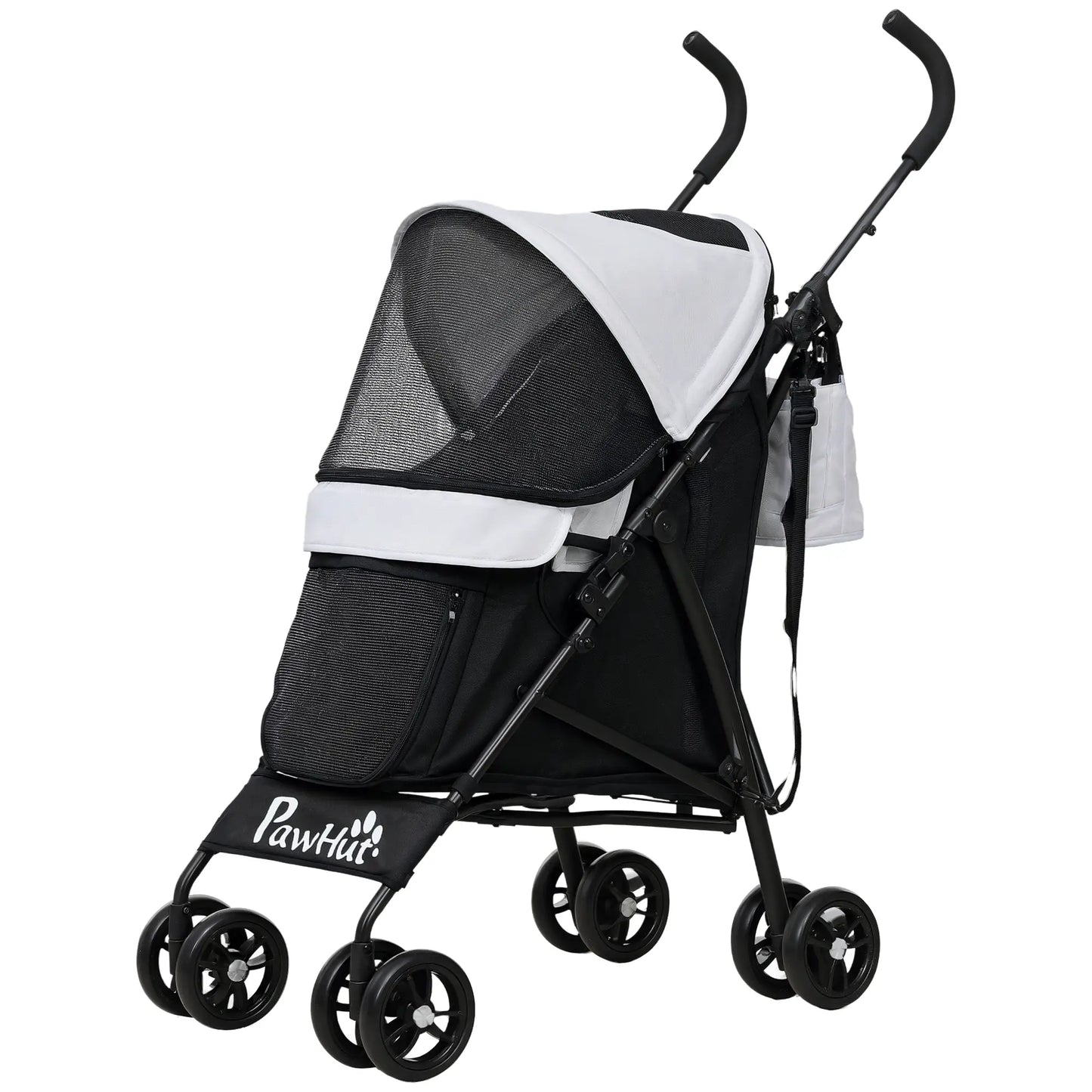 Foldable Dog Stroller, Lightweight, Storage Bag, Cup Holder, Light Grey Dog Bike Trailers & Strollers Light grey and black at Gallery Canada