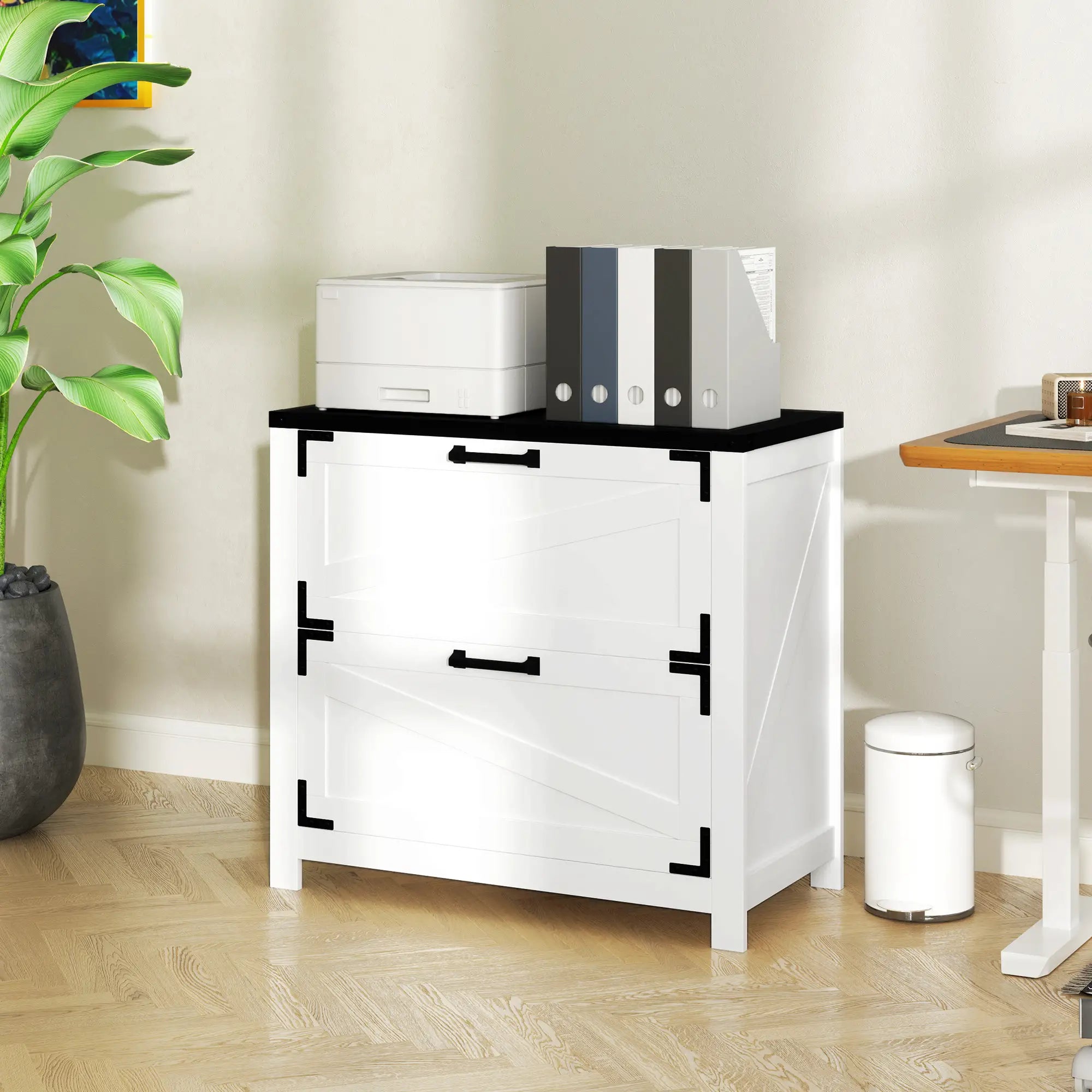 2 Drawer Filing Cabinet, Farmhouse Office Storage, Adjustable Hanging Bars, Letter, A4, Legal Size, White Office Cabinets & Cupboards at Gallery Canada