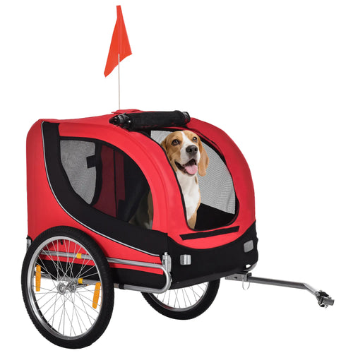 Dog Bike Trailer, Pet Cart Bicycle, Wagon Cargo Carrier, Red