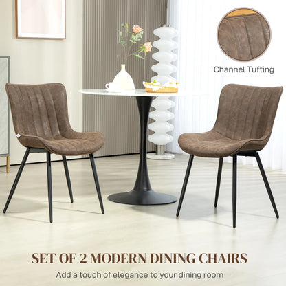 PU Leather Dining Chairs Set of 2, Steel Legs, Brown Dining Chairs at Gallery Canada
