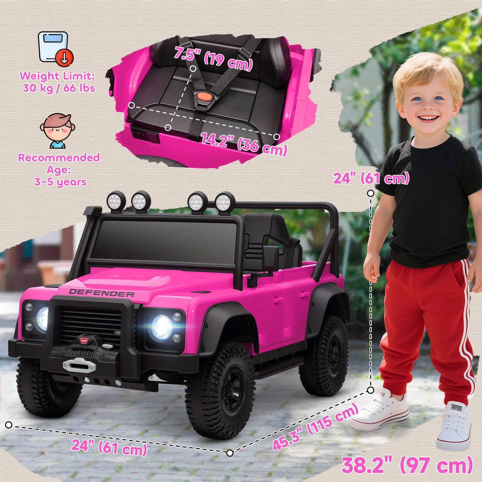 Kids Ride On Truck with Remote Control, 3 Speed, Pink Electric Toy Cars at Gallery Canada