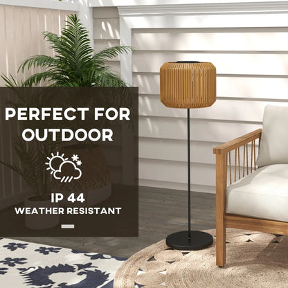 Wicker Outdoor Floor Lamp, Solar Lantern LED Lights, IP44, Yellow Solar Post Lamps at Gallery Canada