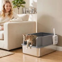 Stainless Steel Sifting Litter Box With Scoop And 10 Pads Cat Litter Box Enclosures at Gallery Canada
