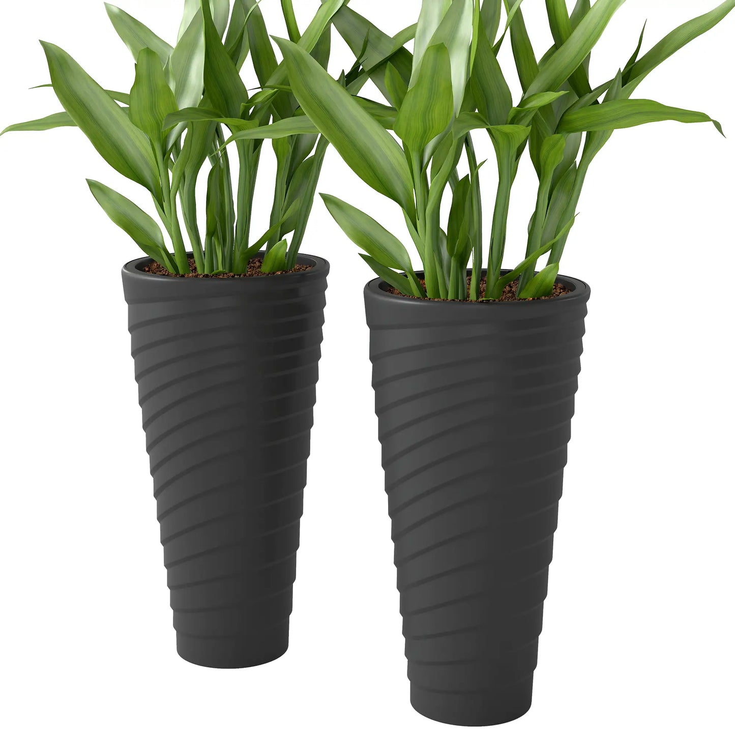 29" Tall Stackable Planters, Set of 2, Indoor Outdoor, Black Planter Set Black at Gallery Canada