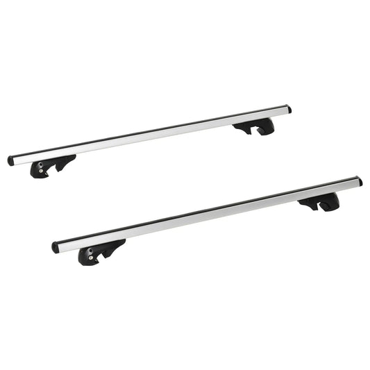 2pc Lockable Aluminum Roof Rack Cross Bars, Adjustable Luggage Carrier (53"), Silver Automotive Silver at Gallery Canada