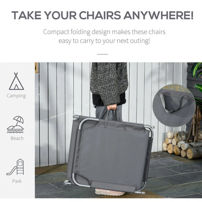 Folding Outdoor Lounge Chair, Reclining Beach Lounger, Breathable Mesh, Grey Lounger Chairs at Gallery Canada