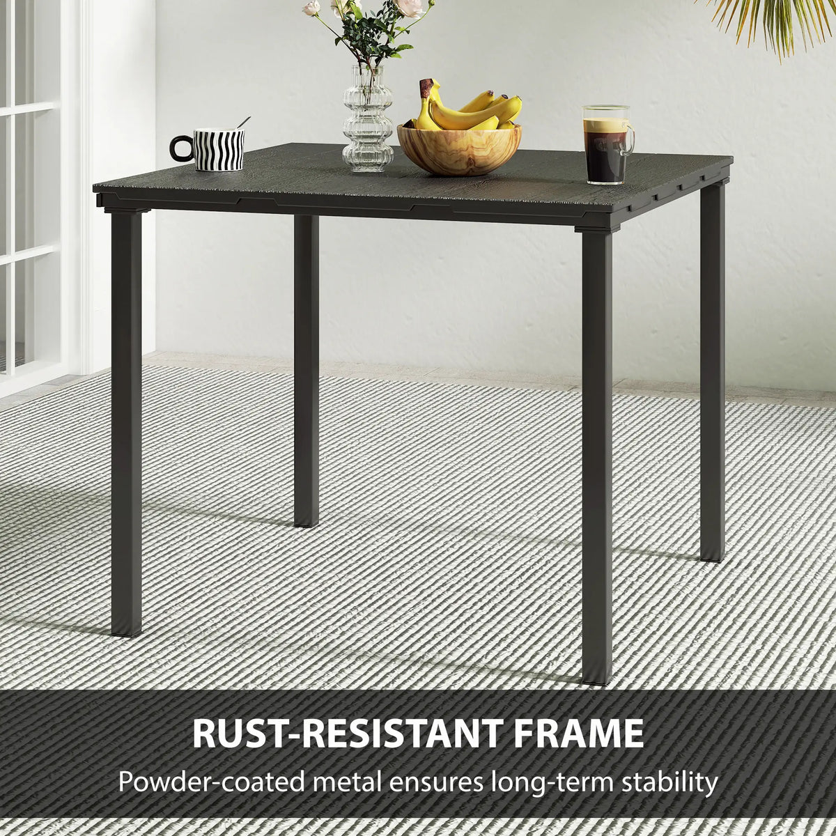 Outdoor Dining Table For 4, Square HDPE Patio Table With Metal Legs, Black Patio Dining Tables at Gallery Canada