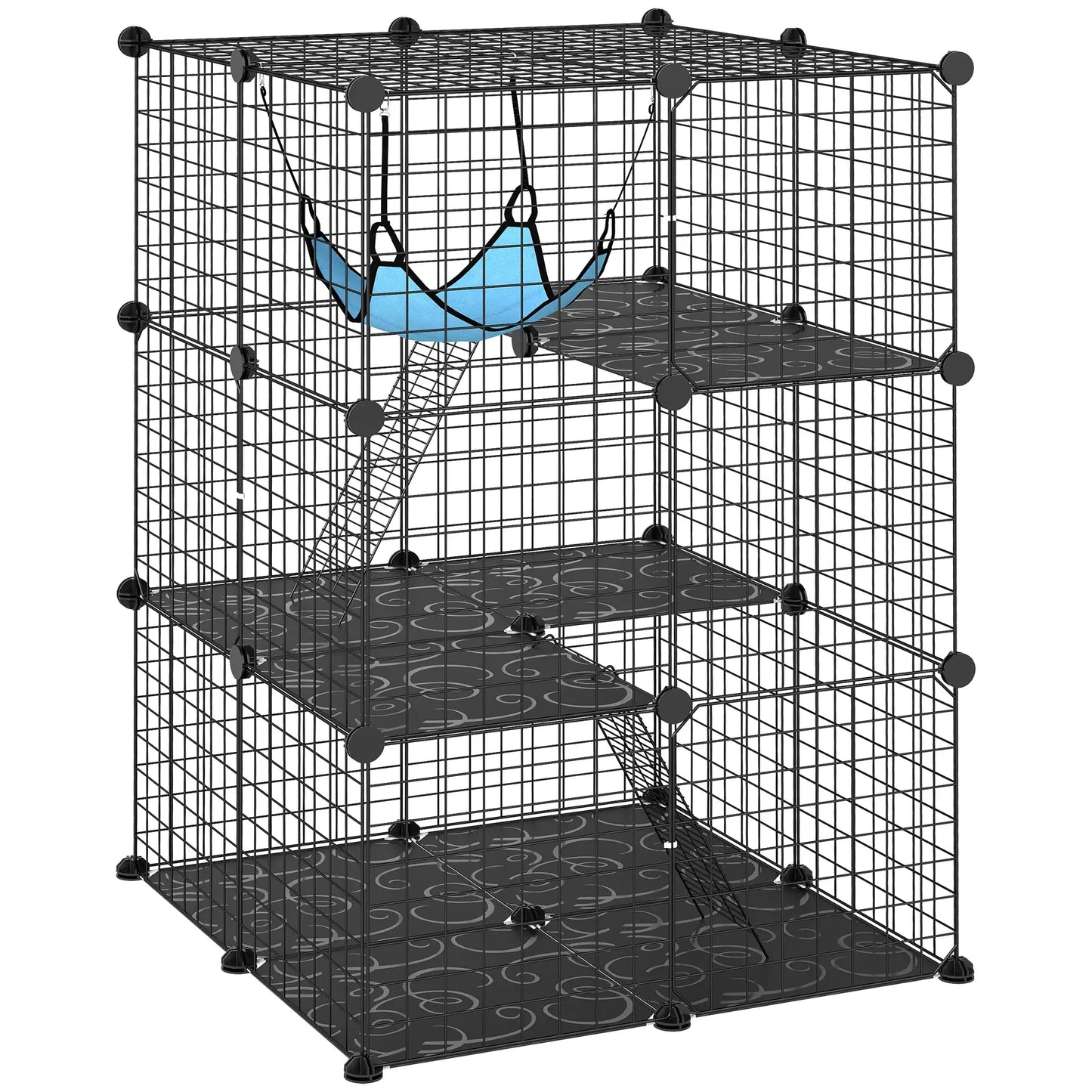 3 Tier Cat Cage Crate, DIY Pet Playpen, Black Outdoor Cat Enclosures at Gallery Canada