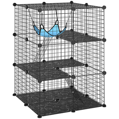 3 Tier Cat Cage Crate, DIY Pet Playpen, Black Outdoor Cat Enclosures at Gallery Canada