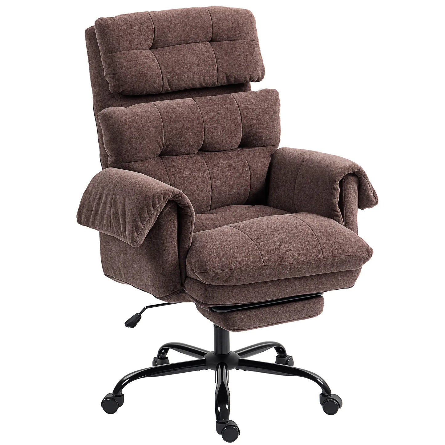 Reclining Executive Computer Desk Chair, Ergonomic Office Chair with Footrest and Thickly Padded, Coffee Office Chairs Coffee Brown, Black at Gallery Canada