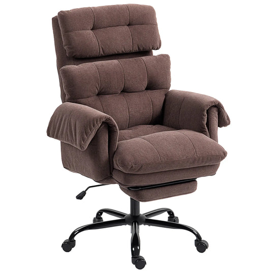 Reclining Executive Computer Desk Chair, Ergonomic Office Chair with Footrest and Thickly Padded, Coffee Office Chairs Coffee Brown, Black at Gallery Canada